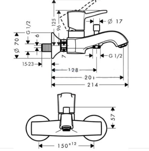 Смеситель для ванны Hansgrohe Metropol Classic хром/золото 31340090 (детальная фотография), для ванны