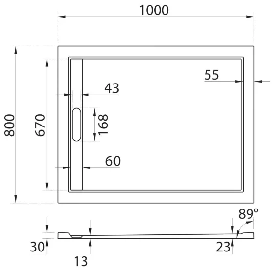 Душевой поддон Cezares Tray 100х80 см из искусственного мрамора TRAY-AS-AH-100/80-30-W (детальная фотография), низкие до 15 см