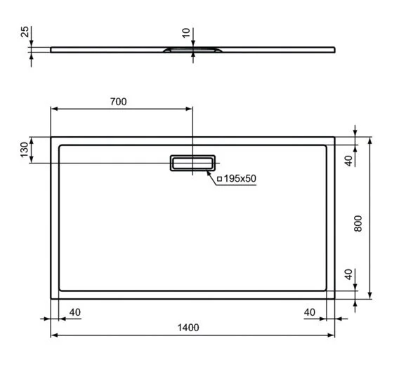 Душевой поддон Ideal Standard Ultraflat New 140x80 см белый матовый T4470V1 (детальная фотография), низкие до 15 см