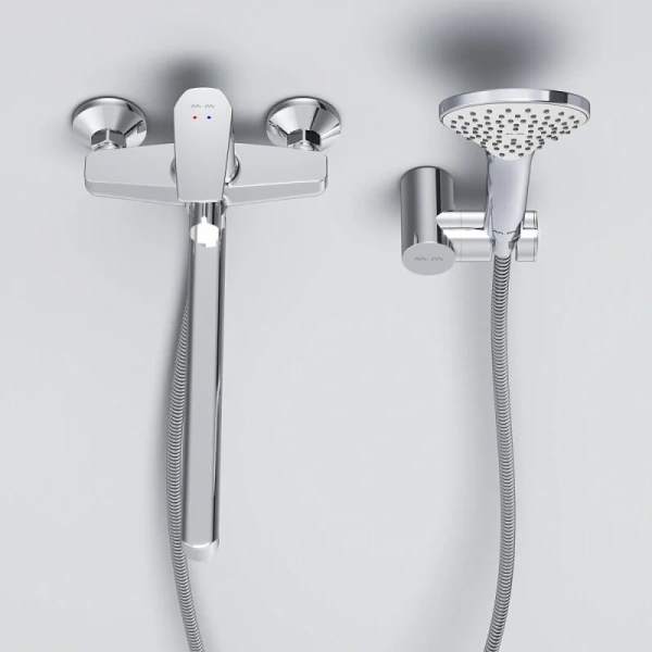 Смеситель для ванны AM.PM Gem с душевой системой F90A95000 (детальная фотография), однорычажные, двухрычажные