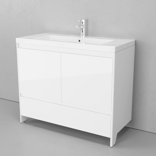 Тумба под раковину напольная Velvex Klaufs 99 см белая tnKLA.100.2D.1Y-616.216 (детальная фотография), современная, hi-tech