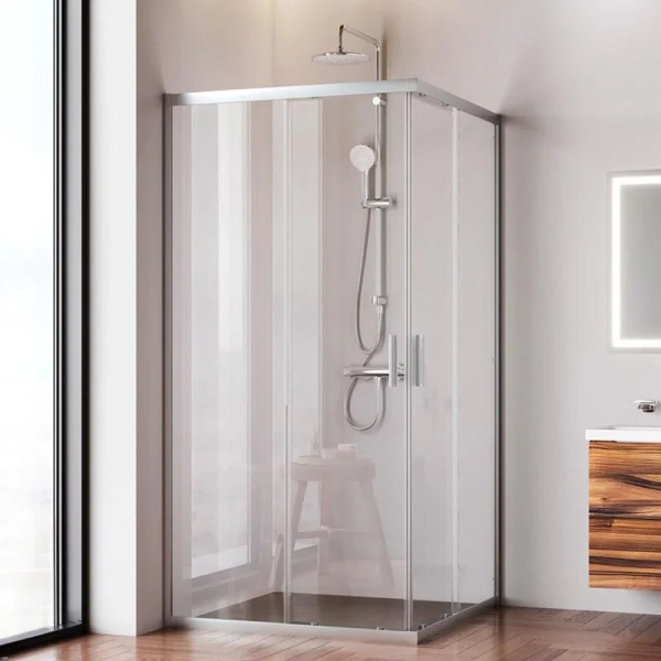 Душевой уголок Am.Pm Gem 100x100 см профиль хром матовый W90G-403-100100-MT (детальная фотография), современные, hi-tech