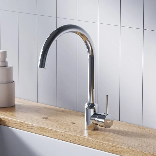 Смеситель для кухни Dorff Logic D30070 нержавеющая сталь (детальная фотография), современные, hi-tech