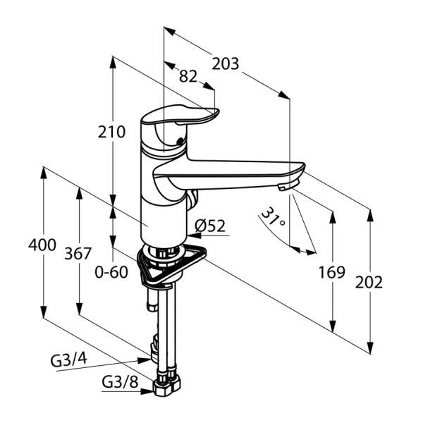 Смеситель для кухни Kludi Objekta с переключателем 325760575 (детальная фотография), для кухни