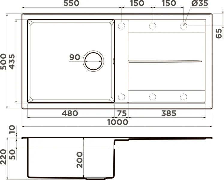 Мойка для кухни Omoikiri Sumi 100A-WG 100 см wind green 4997111 (детальная фотография), врезные