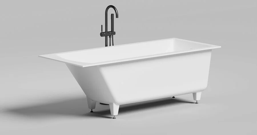 Ванна из искусственного камня Salini Cascata Kit 170х70 см белая матовая 104813M (детальная фотография), 170x70 см