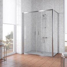 Душевой уголок профиль глянцевый хром стекло прозрачное Vegas-glass