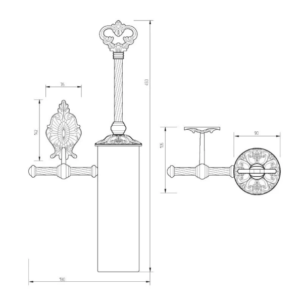 Ершик Migliore Elisabetta хром 17030 (детальная фотография), классические, ретро, декорированные