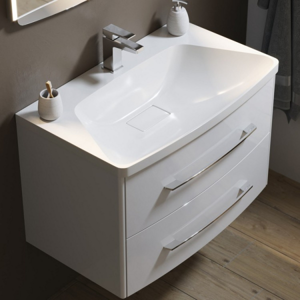 Тумба под раковину подвесная Aqwella Neringa 80 см белая NER0108 (детальная фотография), подвесная, пристенная