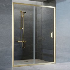 Душевая дверь профиль золотой стекло прозрачное Vegas-glass