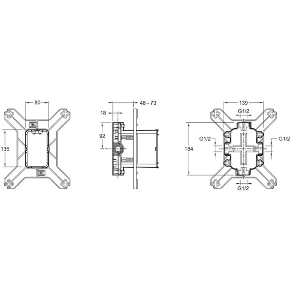 Душевой комплект Jacob Delafon Modulo с внутренней частью E30759-CP (детальная фотография), современные, hi-tech