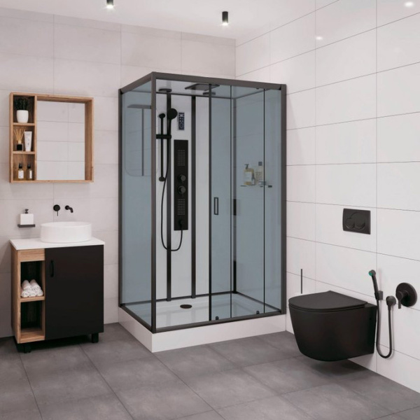Душевая кабина Niagara Premium 120х80 см правая 69120134GQRBLACK (детальная фотография), прямоугольные