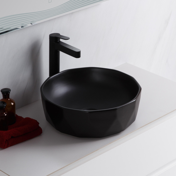 Раковина BelBagno 41 см накладная, черная BB1409H301 (детальная фотография), накладные (на столешницу), пристенные