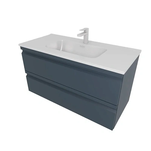 Тумба с раковиной подвесная Акватек Вега 100 см серый матовый - фото 1