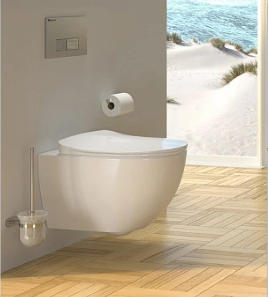 Унитаз подвесной Creavit Free безободковый белый FE322-11CB00E-0000 (детальная фотография), без бачка, со скрытым бачком