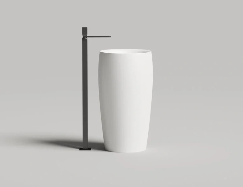 Раковина напольная Salini Alda 03 белый матовый 130321M (детальная фотография), круглой формы, моноблок