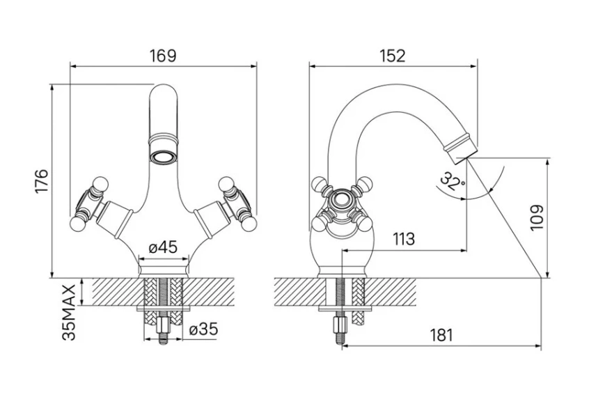 Смеситель для раковины IDDIS Sam бронза SAMBR00i01 (детальная фотография), классические, ретро