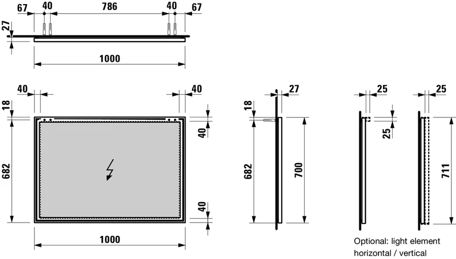 Подсветка для зеркала Laufen Frame 25 матовый хром 4.4751.1.900.007.1 (детальная фотография) index_1