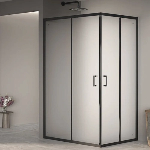 Душевой уголок RGW Passage PA-040B 120x80 см профиль черный, стекло матовое - фото 1