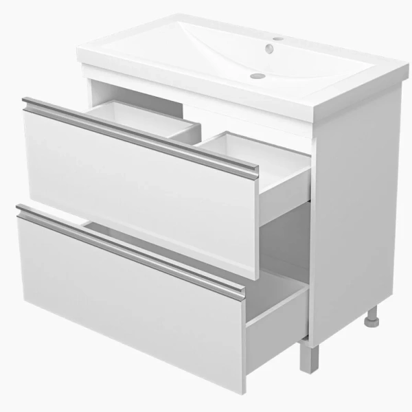 Тумба под раковину напольная Misty Ингрид 90 см белая П-Инг-01090-012Я (детальная фотография), 90 см