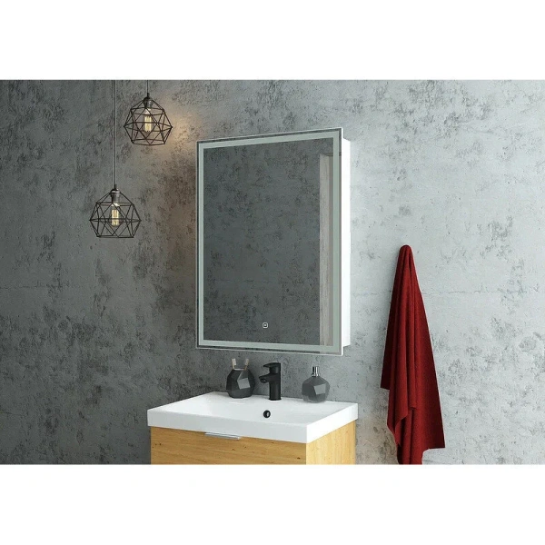 Зеркальный шкаф с подсветкой Misty Алюр 60 см с розеткой (детальная фотография), в наличии index_1