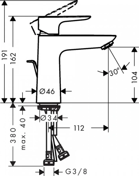 Смеситель для раковины Hansgrohe Talis E золото 71710990 (детальная фотография), для раковины