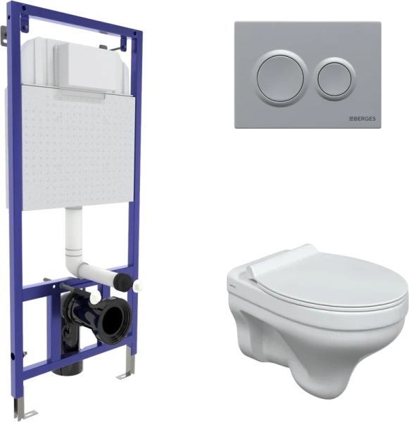 Унитаз с инсталляцией BERGES Albit S кнопка хром матовый 043317 (детальная фотография)