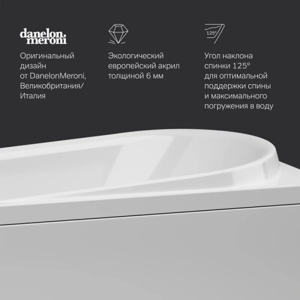 Ванна акриловая Am.Pm Like 170х70 см белая W80A-170-070W-A (детальная фотография), 170 см