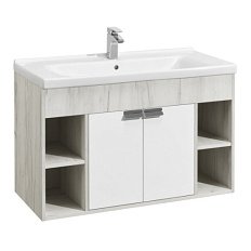 Тумба под раковину подвесная Акватон Флай 100 см белый/дуб крафт