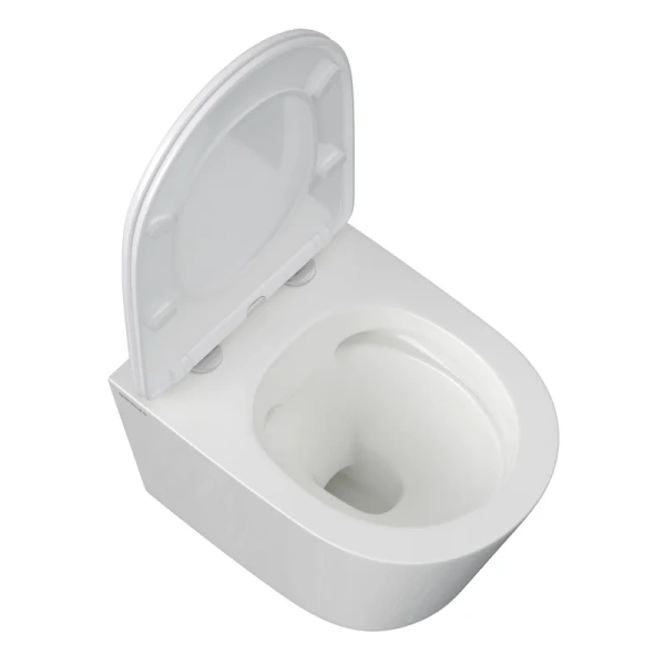 Унитаз подвесной Berges Vita Rimless с сиденьем микролифт 082255 (детальная фотография), недорогие, безободковые, сиденье с микролифтом 