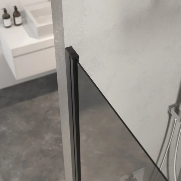 Шторка для ванны Berges River S Black 80х145 см тонированное стекло, профиль черный 065016 (детальная фотография), современные, hi-tech