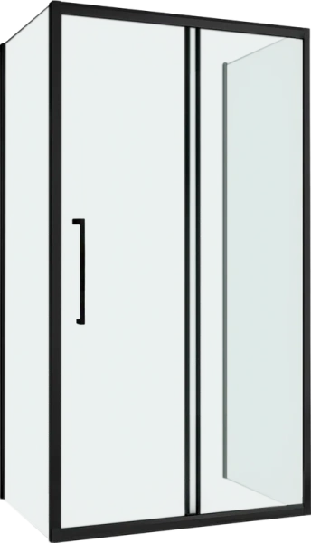 Душевой уголок Abber Schwarzer Diamant 180x60 см профиль черный, стекло прозрачное AG30180BH-S60B-S60B (детальная фотография), современные, hi-tech