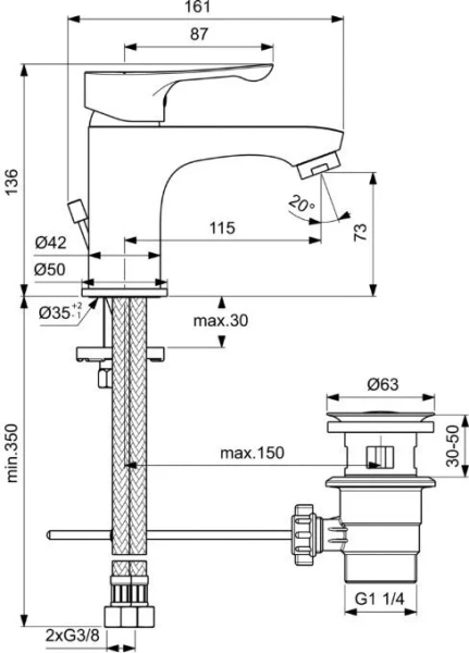 Душевой комплект Ideal Standard Alpha 7 в 1 BD003AA (детальная фотография), современные, hi-tech