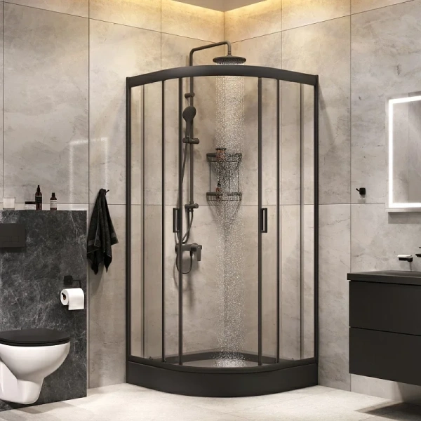 Душевой уголок Am.Pm Gem 90x90 см с душевой стойкой WK90EN (детальная фотография), современные, hi-tech
