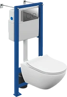 Унитаз с инсталляцией Cersanit Street Fusion с кнопкой смыва хром