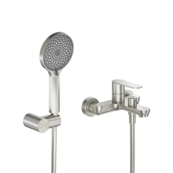 Смеситель для ванны Cezares Stylus сатин STYLUS-VD-IN (детальная фотография), из нержавеющей стали, округлая форма, с душевой лейкой