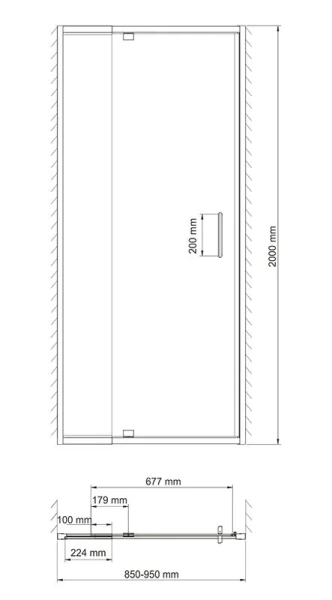 Душевая дверь WasserKRAFT Berkel 90 см профиль хром 48P04 (детальная фотография), хром