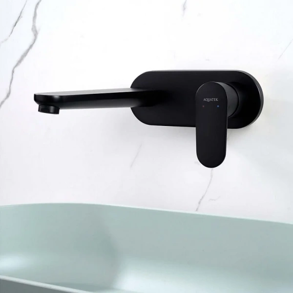 Смеситель для раковины Акватек Ника черный матовый AQ1813MB (детальная фотография), черные