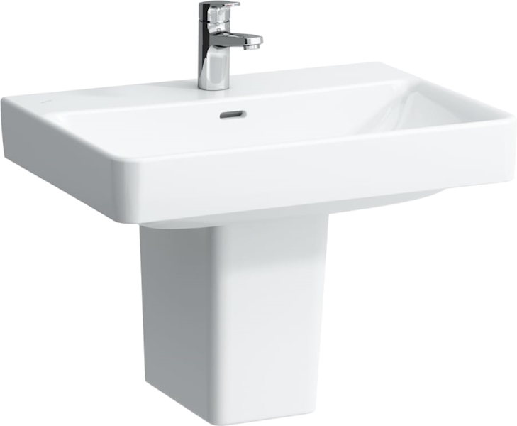 Раковина Laufen Pro S 65 см с 1 отверстием для смесителя, с отверстием перелива 8.1096.4.000.104.1 (детальная фотография), подвесные, на полупьедестал, на пьедестал, пристенные