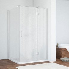 Душевой уголок профиль матовый хром стекло шиншилла Vegas-glass