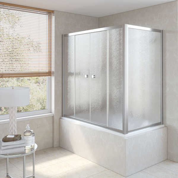 Душевая шторка на ванную стекло шиншилла Vegas-glass Z2V+ZVF 160х75 02 (детальная фотография), раздвижные