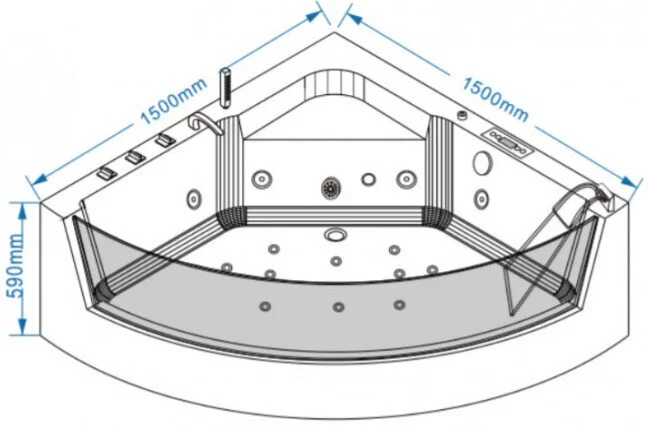 Ванна акриловая Grossman 150x150 см белая GR-15000 (детальная фотография), полукруглые