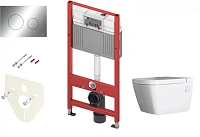 Унитаз с инсталляцией Tece TECEbase 2.0 клавиша хром глянцевый