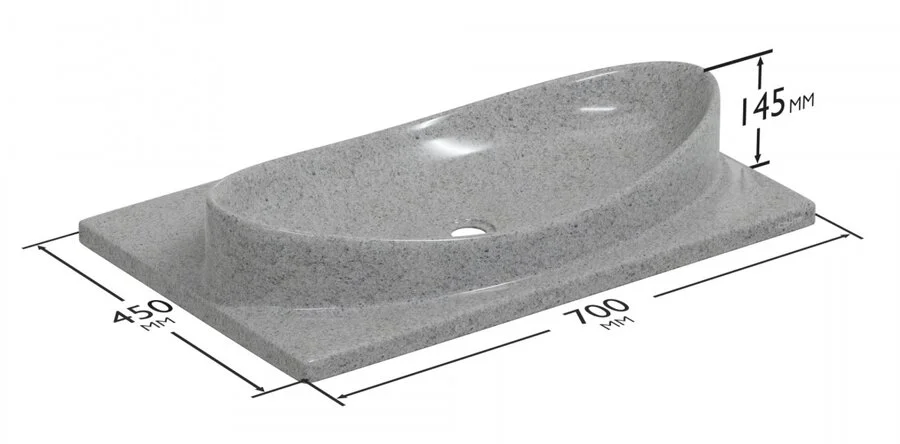 Раковина СанТа Вега 70 см серая 900143 (детальная фотография), современные, hi-tech