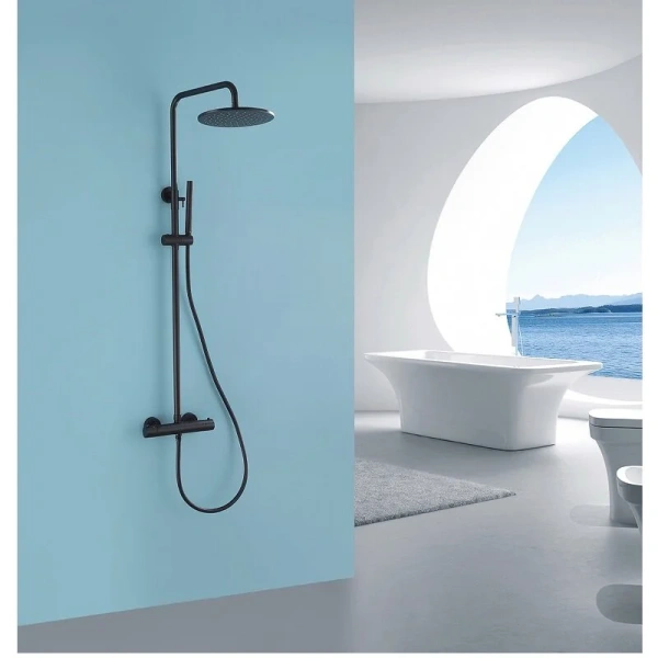 Душевая стойка Abber Wasser Kreis черная матовая AF8160B (детальная фотография), черные