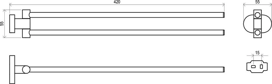 Полотенцедержатель RAVAK CR 340.00 поворотный X07P319 (детальная фотография), современные, hi-tech