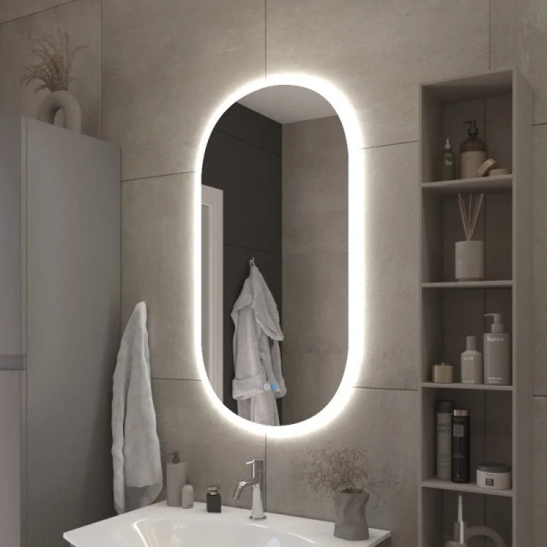 Зеркало с подсветкой Cezares 55 см с сенсорным выключателем CZR-SPC-ELS-550-1050-RGB-TCH (детальная фотография), овальные