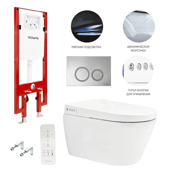 Унитаз с инсталляцией Tece TECEspring с функцией биде S955799 (детальная фотография), с инсталляцией
