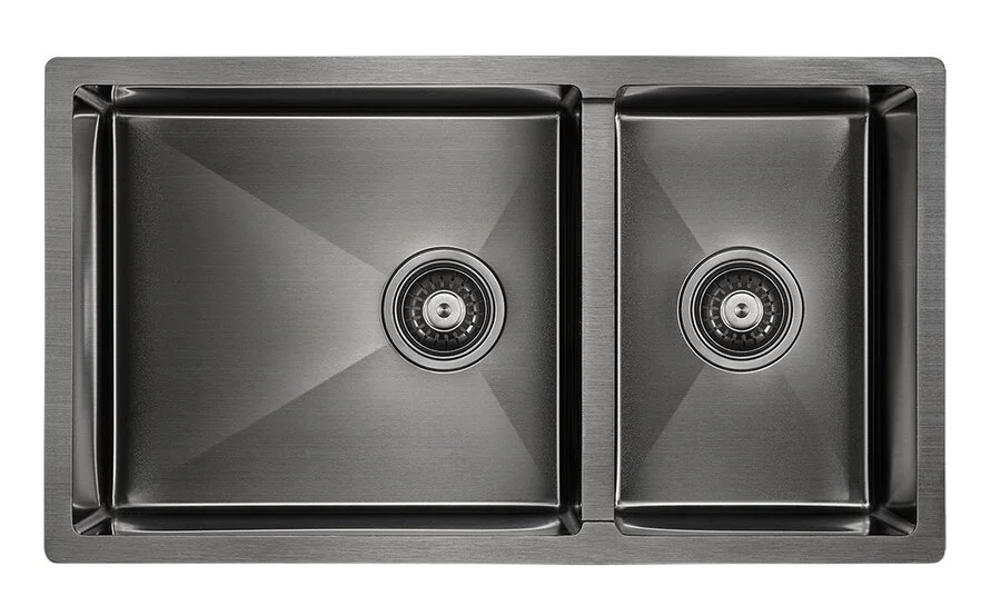 Мойка для кухни Paulmark Axel 78 см вороненая сталь PM227844-GM (детальная фотография)