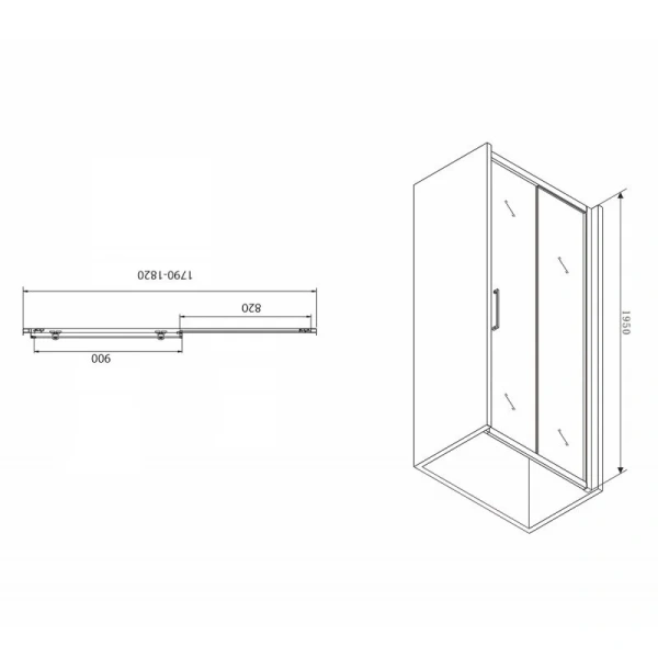 Душевая дверь Abber Schwarzer Diamant 182 см с раздвижной дверью AG30180BH (детальная фотография), современные, hi-tech